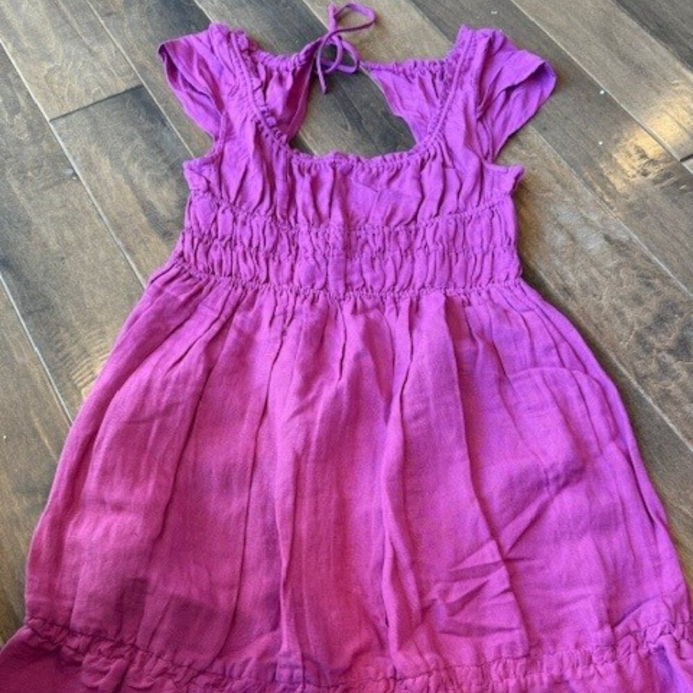 Anthropologie Pink Sleeveless Tie Back Summer Dress Sz M